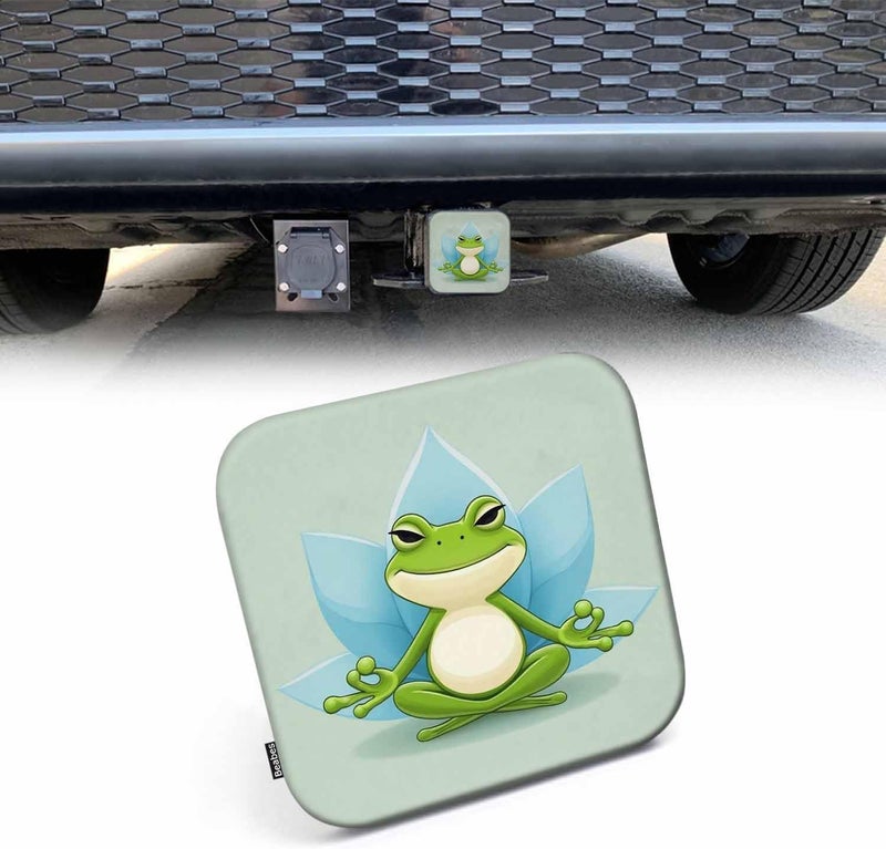 Beabes Hitch Cover Plug Frog, 2 Inch Receivers Diameter Funny Yoga Frog in Lotus Lightweight Trailer Hitch Tube Cover Hitch Safe Cover Receiver Hitch Covers for Pickups SUVs Cars - Image 1